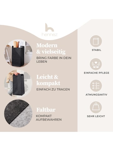 HENNEZ Wäschekorb Katy Filz 80l dunkelgrau  grau