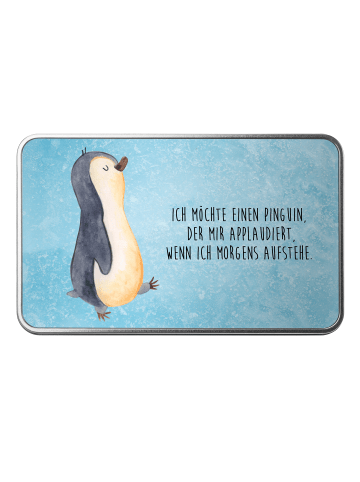 Mr. & Mrs. Panda Geschenkbox Pinguin mHerzieren mit Spruch in Eisblau