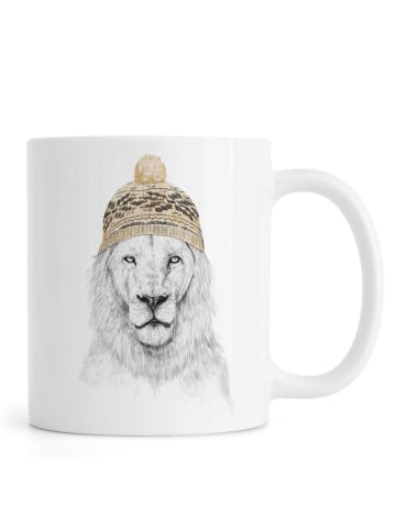 Juniqe Tasse "Winter is here" in Braun & Grau