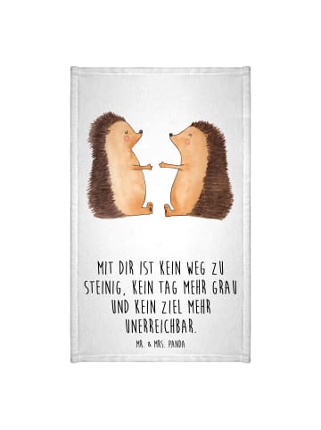 Mr. & Mrs. Panda Gästehandtuch Igel Liebe mit Spruch in Weiß