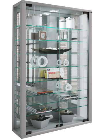 VCM  Wandvitrine Glasvitrine Vitrosa Spiegel in Silber