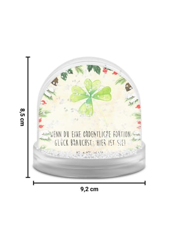 Mr. & Mrs. Panda Weihnachts Schneekugel Blume Kleeblatt mit Spruch in Naturpapier