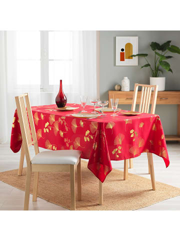 Douceur d’Intérieur Tischdecke mit goldenem Ginkgo-Blatt, BLOOMY in Rot, (B) 240 x (L) 150 cm