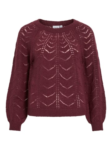 Vila Eleganter Pullover mit verspieltem Strickmuster und Rundhals. in Bordeaux