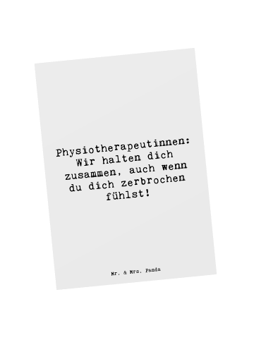 Mr. & Mrs. Panda Postkarte Spruch Physiotherapeutin ZuMenschmenhalt... in Weiß
