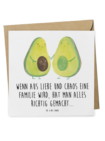 Mr. & Mrs. Panda Glückwunschkarte Avocado Pärchen mit Spruch in Weiß