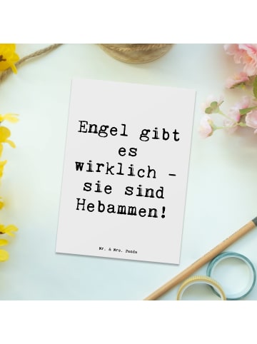 Mr. & Mrs. Panda Postkarte Spruch Hebamme Engel mit Spruch in Weiß