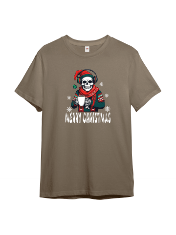 PAULGOS Herren T-Shirt, Skelett Musik und Kaffee Modell 2 in Sand