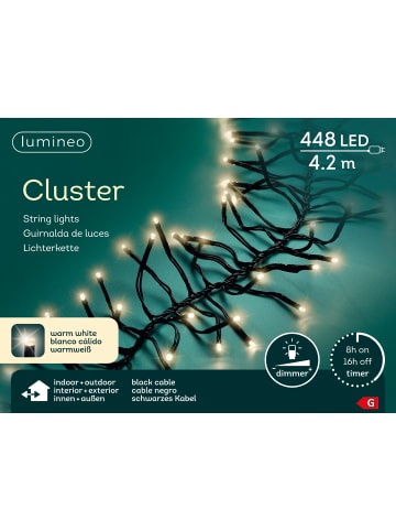 LUMINEO Lichterkette CLUSTER 448 LED 4,2 m, schwarzes Kabel in warm weiß