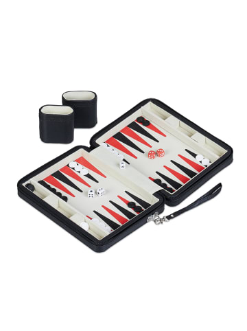 relaxdays Backgammon in Schwarz - (B)24 x (H)5,5 x (T)18 cm