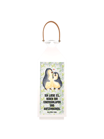 Mr. & Mrs. Panda Laterne Pinguine Einschlafen mit Spruch in Transparent