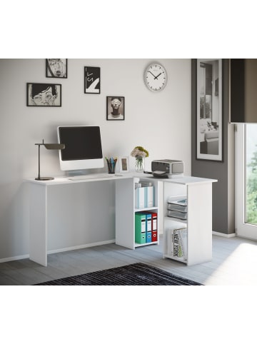 VCM  Holz Eckschreibtisch Schreibtisch Bürotisch Lusias in Weiß