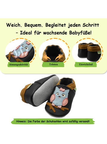 Sayoyo Baby Krabbelschuhe aus Leder, weiche Lauflernschuhe mit rutschfester Sohle 