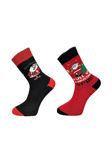 Yuhu Herren Weihnachtssocken 2er Set mit Weihnachtsmotiv in Rot