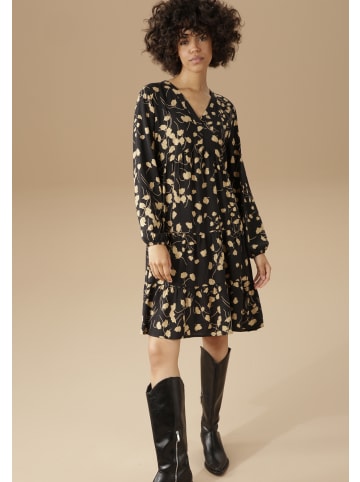 Aniston CASUAL Blusenkleid in schwarz-beige