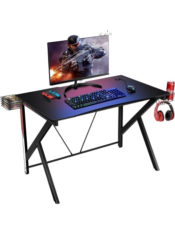 COSTWAY Gaming Tisch 115x73cm in Schwarz