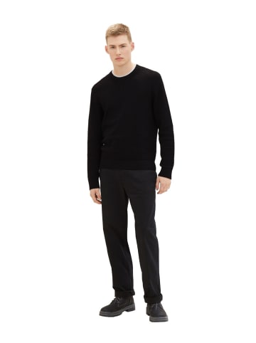 TOM TAILOR Denim Pullover STRUCTURED DOUBLELAYER in Schwarz