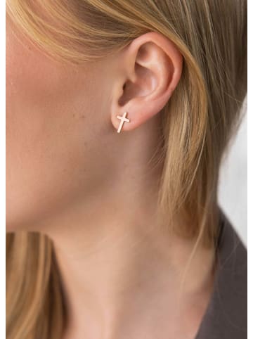 PURELEI Ohrringe Tiny Cross Rosegold