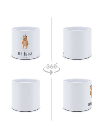 Mr. & Mrs. Panda Pflanzkübel Bär Geburtstag mit Spruch in Weiß