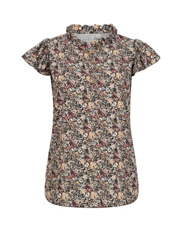 Cloud5ive Cloud5ive Bluse mit 4er Knopfleiste und Blumen Print in black