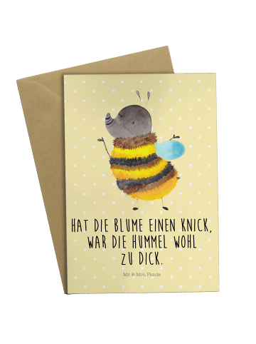 Mr. & Mrs. Panda Glückwunschkarte Hummel flauschig mit Spruch in Gelb Pastell