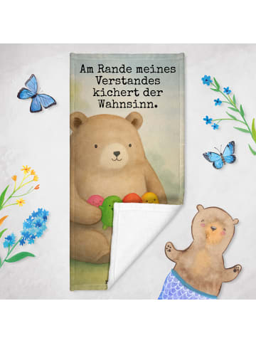 Mr. & Mrs. Panda Badehandtuch Bär Gefühl Design mit Spruch in Blau Pastell
