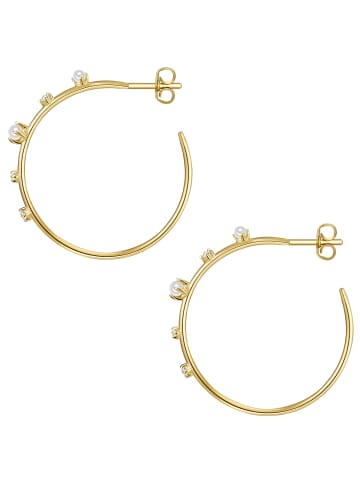 Glanzstücke München Creolen Sterling Silber Zirkonia Süßwasser-Zuchtperle in gelbgold