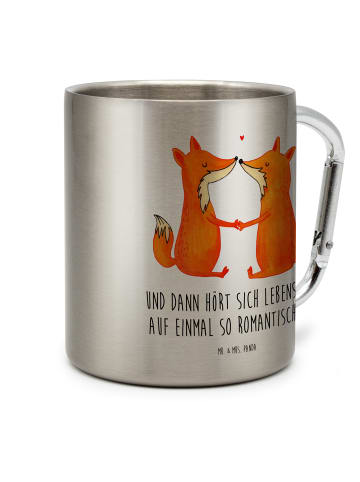 Mr. & Mrs. Panda Campingbecher Füchse Liebe mit Spruch in Silber