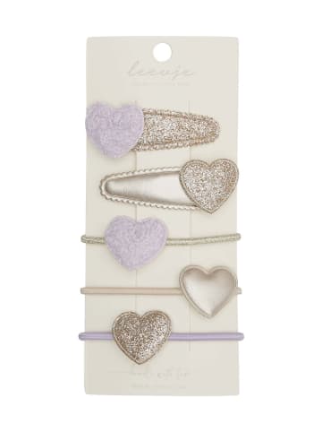 leevje Haarspangen teddy and heart mix' in lavender