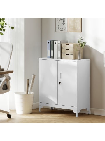 HOMCOM Metallschrank-80L x 35B x 91H cm-Weiß