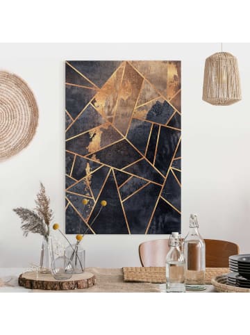 WALLART Leinwandbild - Onyx mit Gold in Schwarz