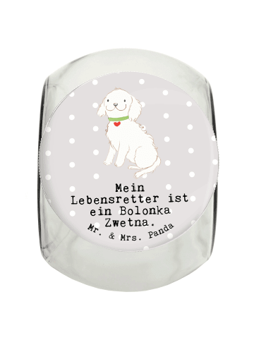 Mr. & Mrs. Panda Dose Bolonka Zwetna Lebensretter mit Spruch in Grau Pastell