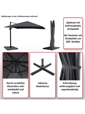MCW Gastronomie-Ampelschirm A96, Creme mit Ständer, drehbar