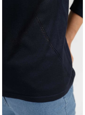 GOLDNER Kurzgröße:  Strickpullover mit Stehbundkragen in marine