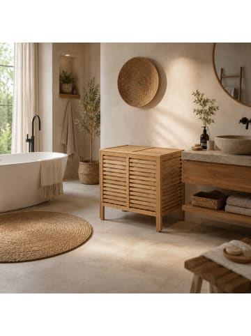 NUXIO Doppelter Wäschekorb, 90 l in Naturalny, (B) 40 x (H) 58,5 x (L) 60 cm