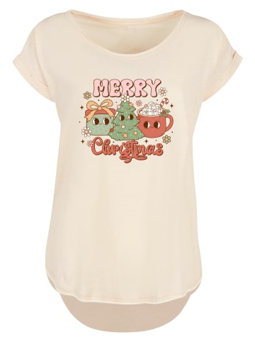 F4NT4STIC Long Cut T-Shirt Merry Weihnachten Cozy And Cute in Whitesand