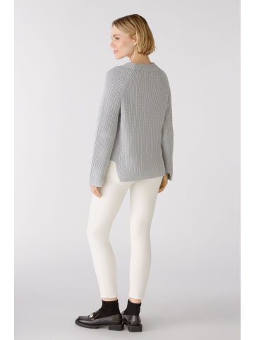 Oui Pullover RUBI mit Reißverschluss, in reiner Baumwolle in light grey