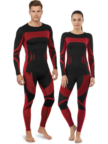 normani 2 x Thermooberteil Langarm Shirt Skiunterwäsche Unisex in Schwarz/Rot