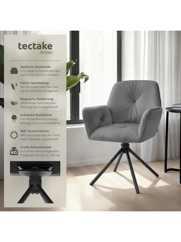 tectake Drehbarer Armlehnstuhl in Samtoptik, gepolstert, , 56,5 x 54 x 86 cm