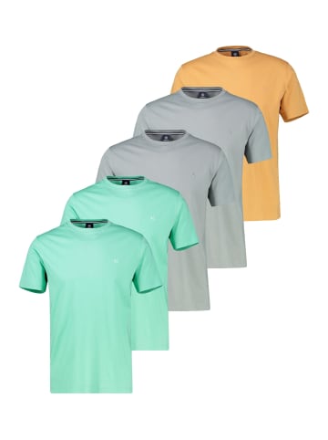 Lerros T-Shirt Basic in Grau / mint / gelb