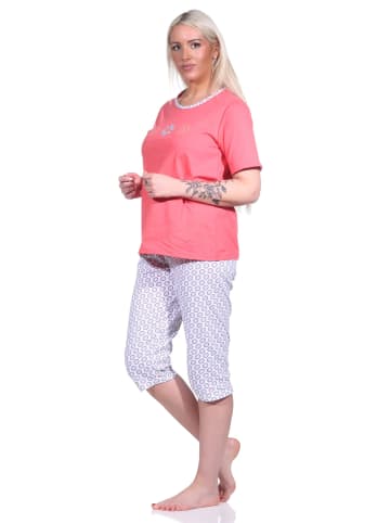 NORMANN Schlafanzug Capri Pyjama BlümchenMuster und Caprihose - 74528 in rot