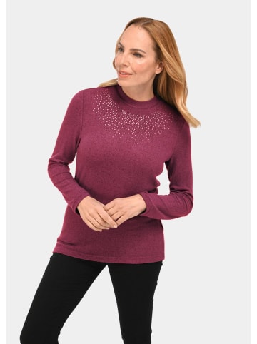 GOLDNER Strickshirt mit Glitzersteinen, Kragen in himbeere / melange
