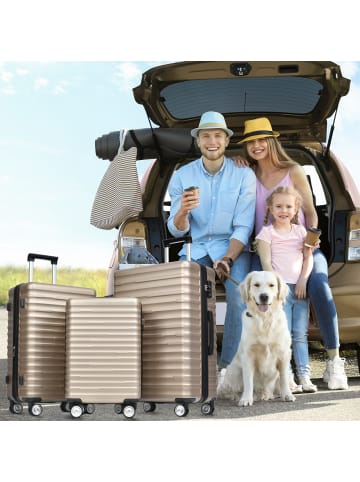 ABRIHOME Kofferset in Golden 3-teilig mit TSA Schloss wasserdicht und Erweiterbar