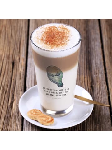Mr. & Mrs. Panda Latte Macchiato Glas Seekuh Happy mit Spruch in Transparent