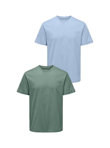 Only&Sons T-Shirt 2er-Set Rundhals Kurzarm in Hellgrün