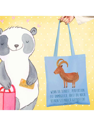 Mr. & Mrs. Panda stoff shopper Steinbock Perfektion mit Spruch in Sky Blue
