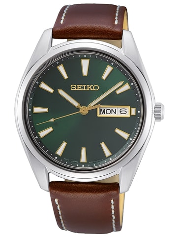Seiko Herren-Armbanduhr mit Saphirglas Braun/Grün