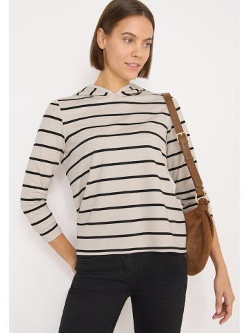 Cecil Gestreiftes Kapuzenshirt in Grau