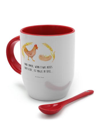 Mr. & Mrs. Panda Tasse mit Löffel Huhn Stolz mit Spruch in Weiß