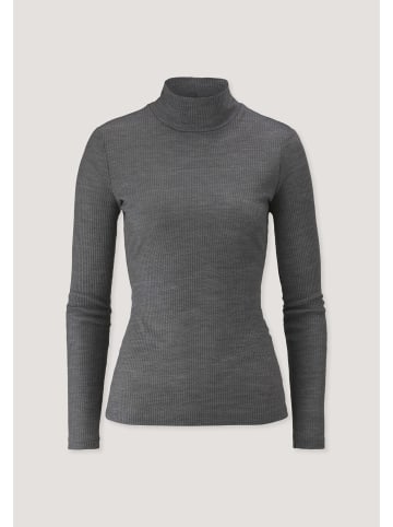 Hessnatur Hessnatur Mock-Neck Longsleeve WARM TOUCH aus Bio-Schurwolle und TENCEL™ Lyocell in grau